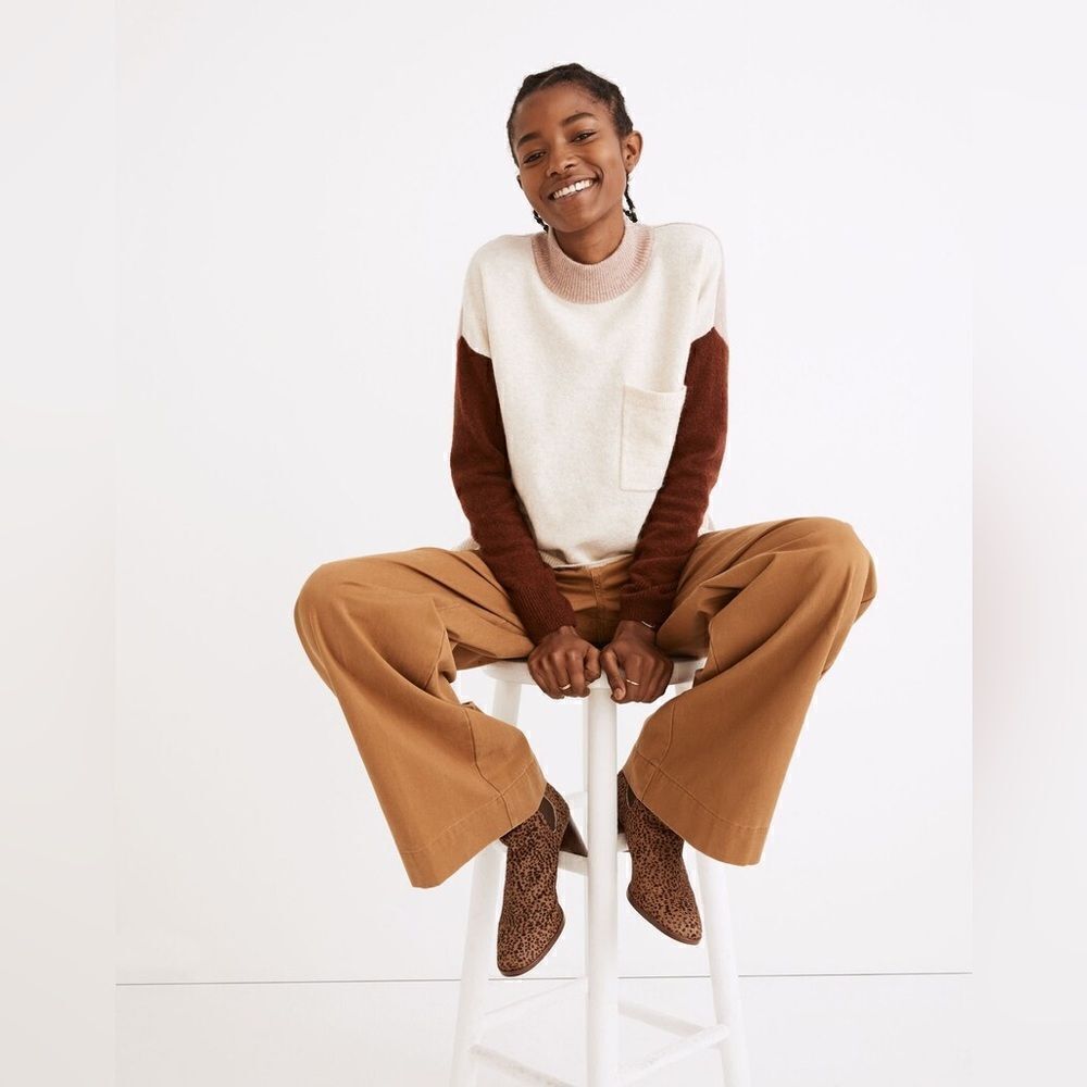 Madewell Mockneck Pocket Sweater in Colorblock